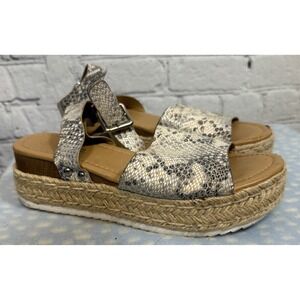 Soda Snakeskin Platform Sandals‎ Espadrille Ankle Strap Buckle Detail size 7
